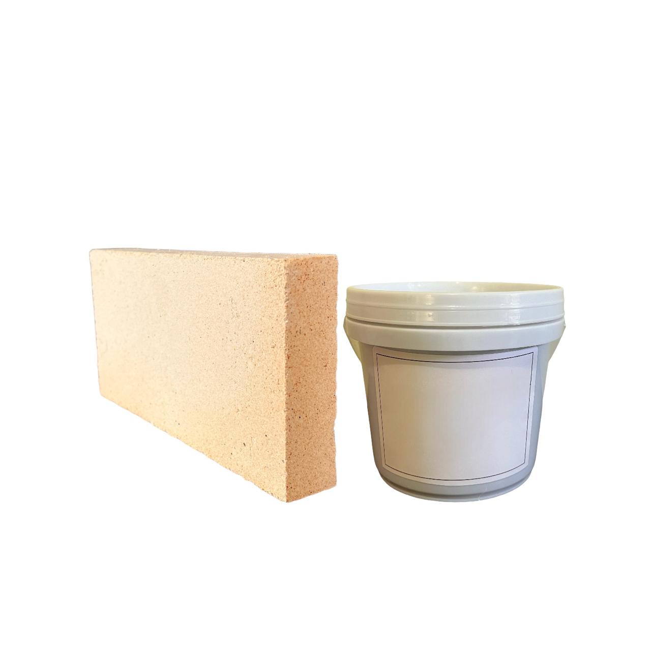 KIT - 10 Ladrillos Refractarios 23x11x3cm + 1 L Mortero Refractario